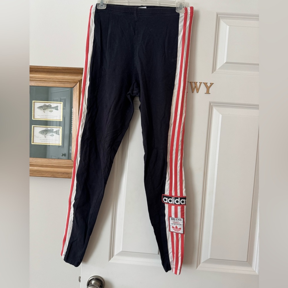 Adidas Black and Red Striped Bottoms